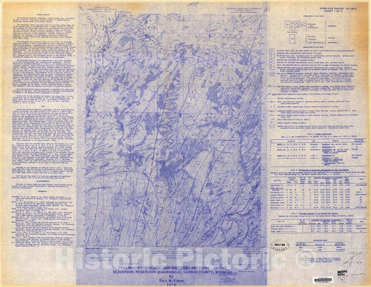 Map : Preliminary geologic map and coal sections of the Seaverson Reservoir quadrangle, Carbon County, Wyoming, 1979 Cartography Wall Art :