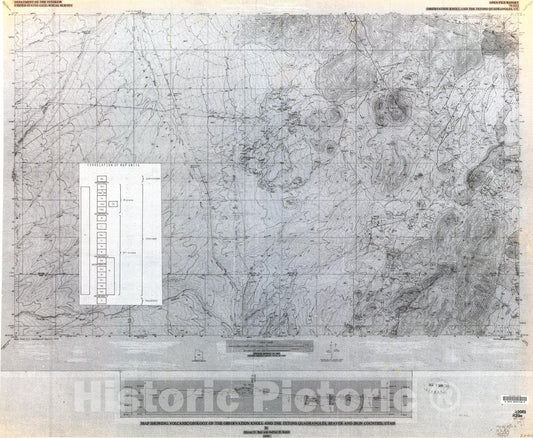 Map : Map showing volcanic geology of the Observation Knoll and The Tetons quadrangles, Beaver and Iron Counties, Utah, 1979 Cartography Wall Art :