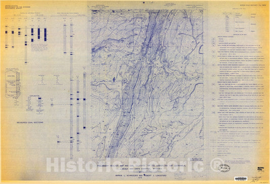 Map : Preliminary geologic map and coal sections of the Cumberland Gap quadrangle, Lincoln and Uinta Counties, Wyoming, 1979 Cartography Wall Art :