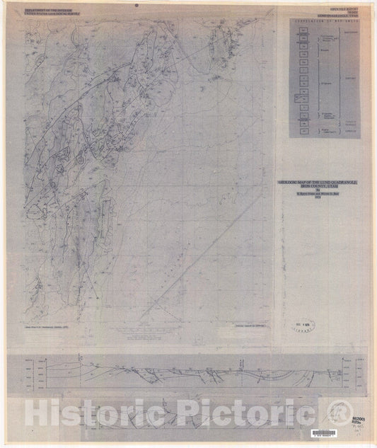 Map : Geologic map of the Lund quadrangle, Iron County, Utah, 1979 Cartography Wall Art :