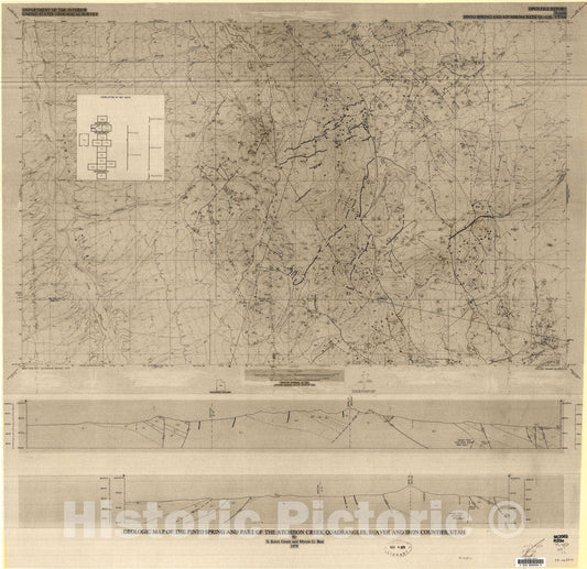 Map : Geologic map of the Pinto Spring and part of the Atchison Creek quadrangles, Beaver and Iron Counties, Utah, 1979 Cartography Wall Art :