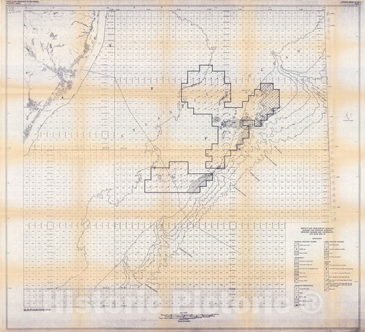 Map : Potential geologic hazards and constraints for blocks in mid-Atlantic OCS oil and gas lease sale 40, 1979 Cartography Wall Art :