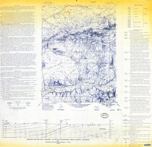 Map : Geologic map and coal sections of the Lay quadrangle, Moffat County, Colorado, 1979 Cartography Wall Art :