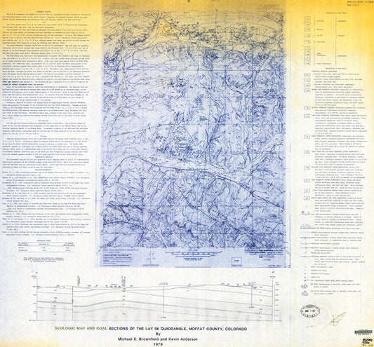 Map : Geologic map and coal sections of the Lay SE quadrangle, Moffat County, Colorado, 1979 Cartography Wall Art :