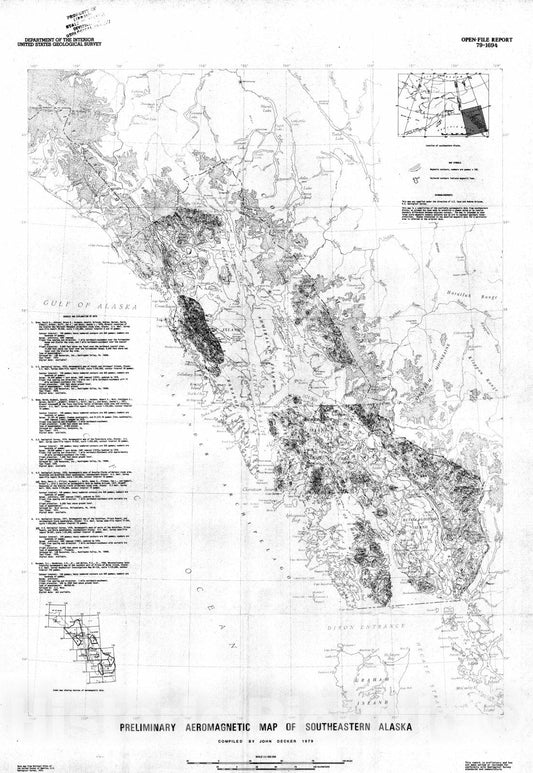 Map : Preliminary aeromagnetic map of southeastern Alaska, 1979 Cartography Wall Art :