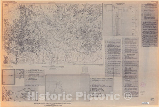 Map : Preliminary geologic map of the Flagstaff one degree x two degree quadrangle, Arizona, one979 Cartography Wall Art :