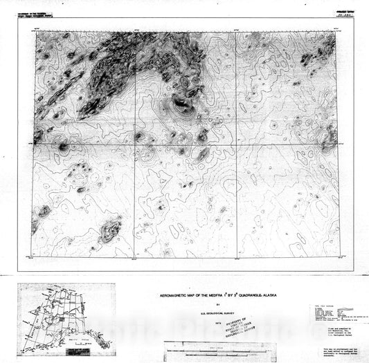 Map : Aeromagnetic map of the Medfra one degree by three degree quadrangle, Alaska, one979 Cartography Wall Art :