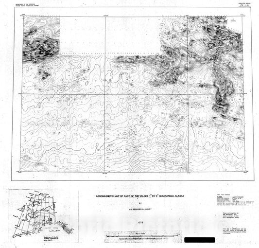 Map : Aeromagnetic map of part of the Valdez one degree by three degree quadrangle, Alaska, one979 Cartography Wall Art :