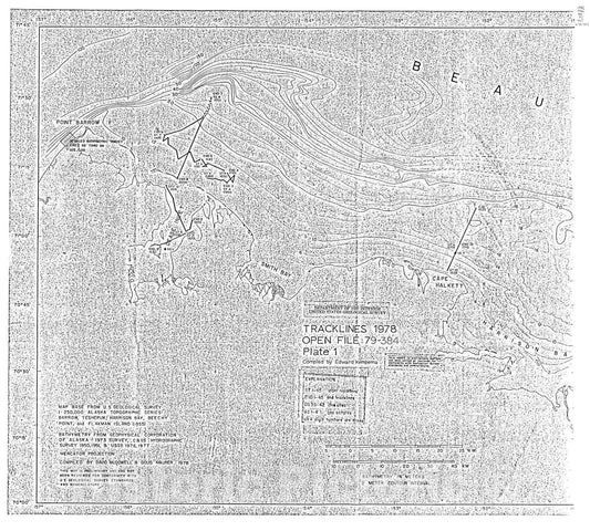 Map : Marine geologic studies in the Beaufort Sea, Alaska, 1978, data type, location, records obtained, and their availability, 1979 Cartography Wall Art :
