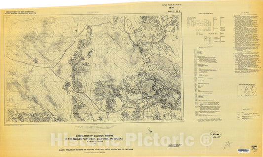 Map : Compilation of geologic mapping in the Needles one degree x two degree sheet, California and Arizona, one979 Cartography Wall Art :
