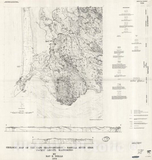 Map : Geologic map of the Cape Disappointment - Naselle River area, Pacific County, Washington , 1979 Cartography Wall Art :