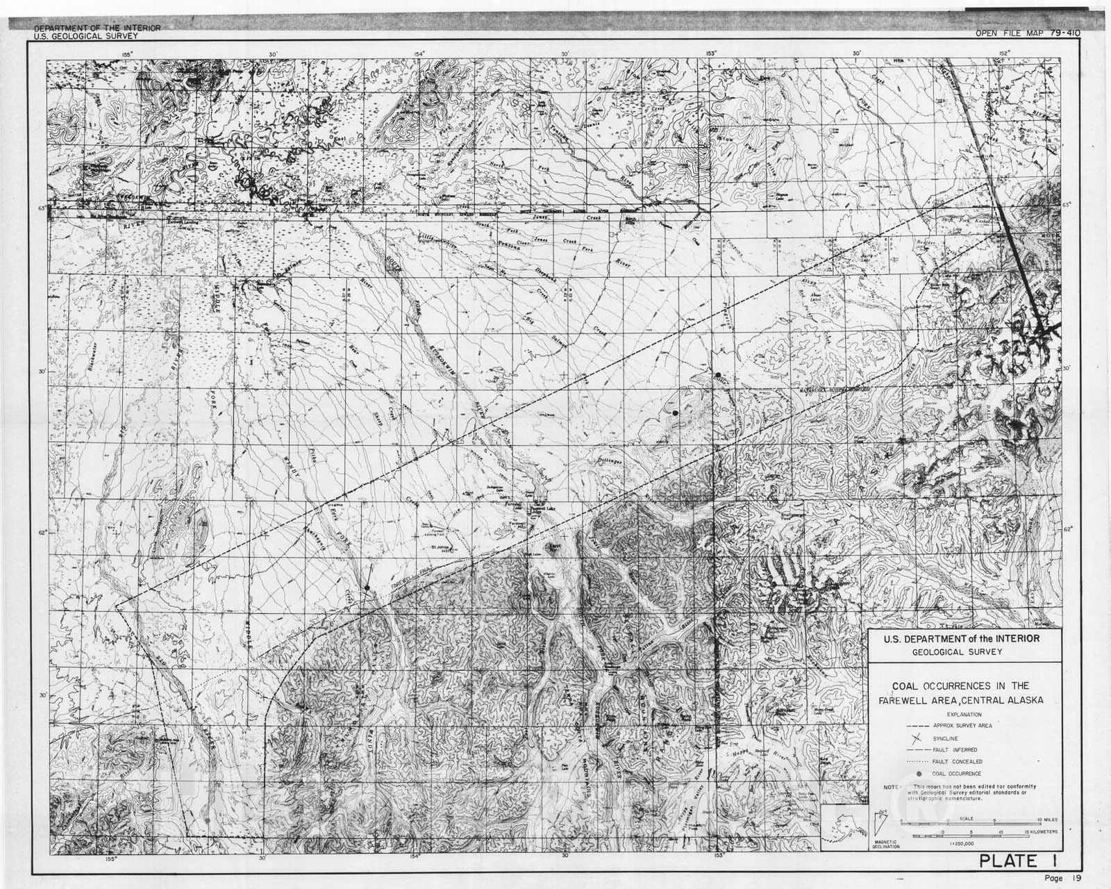 Map : Reconnaissance survey for coal near Farewell, Alaska, 1979 Cartography Wall Art :