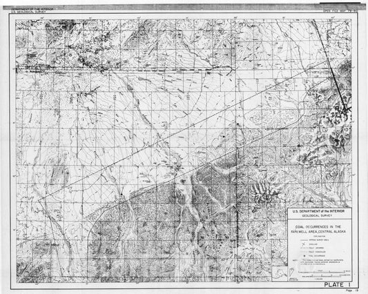 Map : Reconnaissance survey for coal near Farewell, Alaska, 1979 Cartography Wall Art :