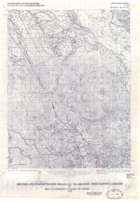 Map : Preliminary geologic map of the Guffy quadrangle, Park County, Colorado, 1979 Cartography Wall Art :
