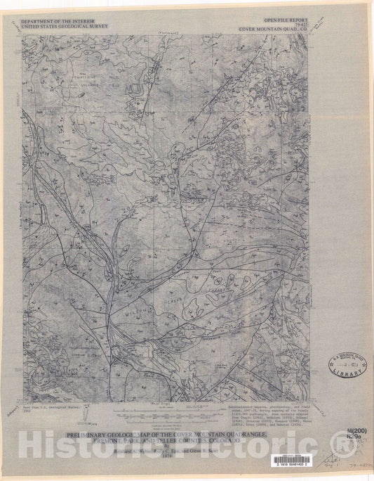 Map : Preliminary geologic map of the Cover Mountain quadrangle, Fremont, Park, and Teller Counties, Colorado, 1979 Cartography Wall Art :
