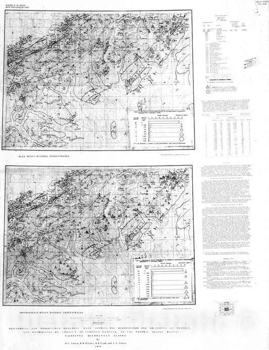 Map : Geochemical and generalized geologic maps showing the distribution and abundance of thorium, and distribution of uranium, 1979 Cartography Wall Art :
