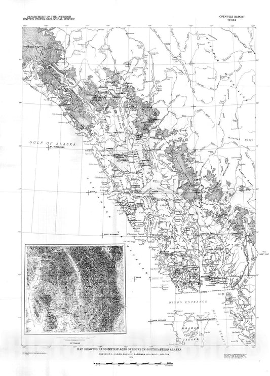 Map : Map showing radiometric ages of rocks in southeastern Alaska, 1979 Cartography Wall Art :