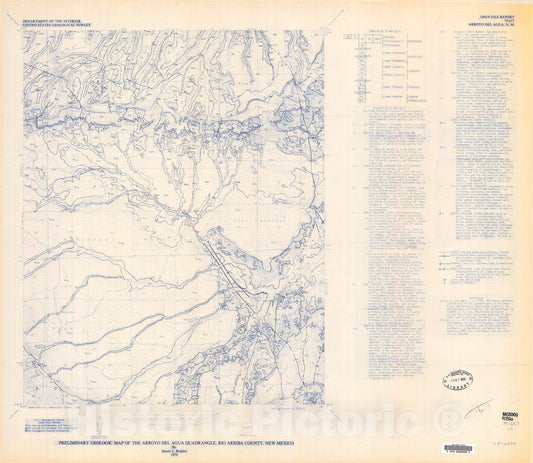 Map : Preliminary geologic map of the Arroyo Del Agua quadrangle, Rio Arriba County, New Mexico, 1979 Cartography Wall Art :