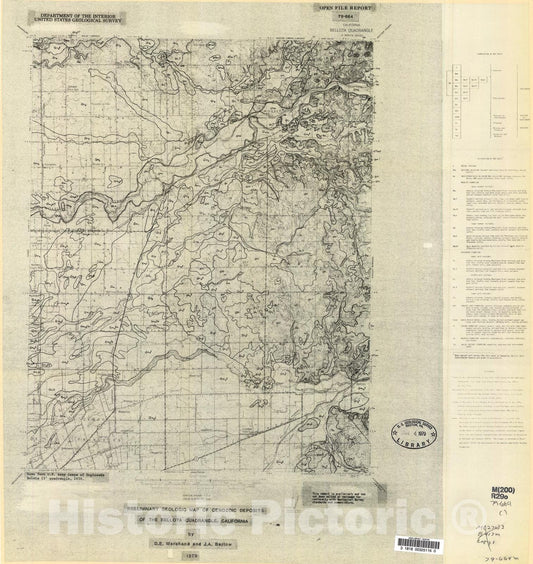 Map : Preliminary geologic map of Cenozoic deposits of the Bellota quadrangle, California, 1979 Cartography Wall Art :