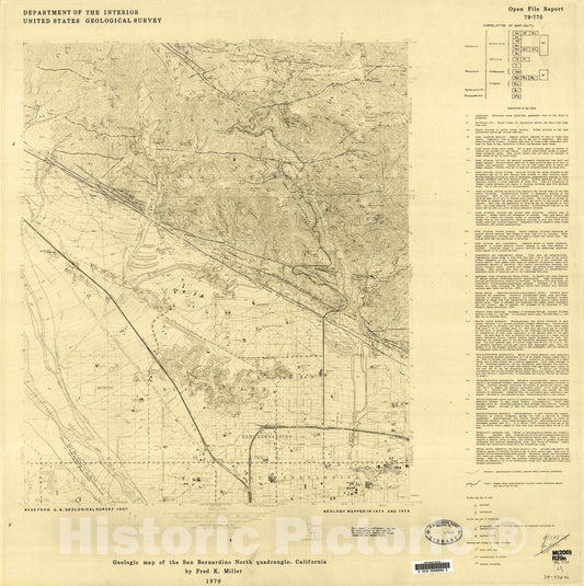 Map : Geologic map of the San Bernardino North quadrangle, California, 1979 Cartography Wall Art :