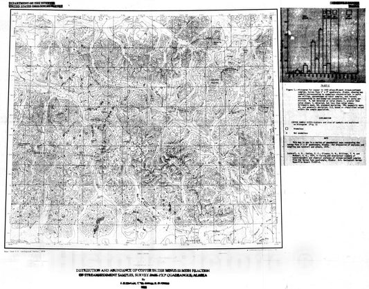 Map : Distribution and abundance of copper in the minus-80-mesh fraction of stream-sediment samples, Survey Pass one degree x three degree quadrangle, Alaska, one979 Cartography Wall Art :