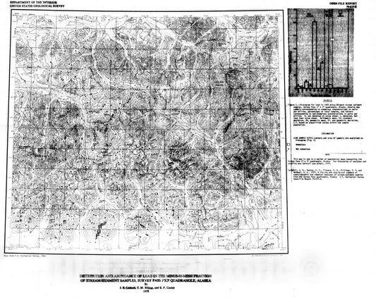 Map : Distribution and abundance of lead in the minus-80-mesh fraction of stream-sediment samples, Survey Pass one degree x three degree quadrangle, Alaska, one979 Cartography Wall Art :