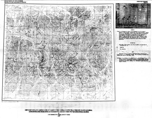 Map : Distribution and abundance of lead in the nonmagnetic fraction of heavy-mineral concentrates from stream sediments, Survey Pass 1, 1979 Cartography Wall Art :