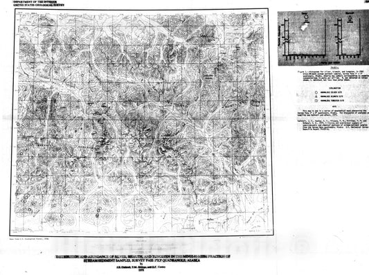 Map : Distribution and abundance of silver, bismuth, and tungsten in the minus-80-mesh fraction of stream-sediment samples, Survey Pass, 1979 Cartography Wall Art :
