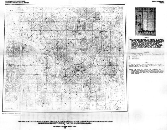 Map : Distribution and abundance of molybdenum in the nonmagnetic fraction of heavy-mineral concentrates from stream sediments, Survey P, 1979 Cartography Wall Art :