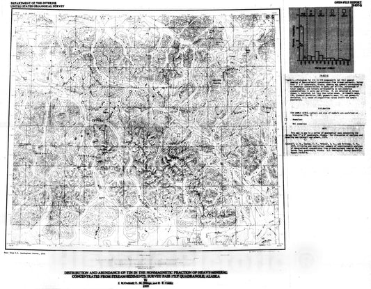 Map : Distribution and abundance of tin in the nonmagnetic fraction of heavy-mineral, 1979 Cartography Wall Art :