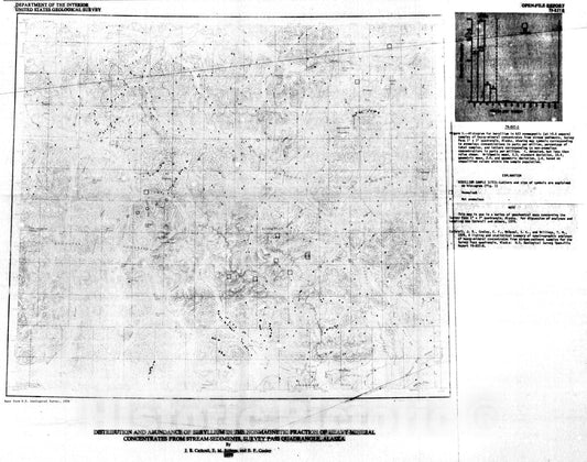Map : Distribution and abundance of beryllium in the nonmagnetic fraction of heavy-mineral concentrates from stream sediments, 1979 Cartography Wall Art :