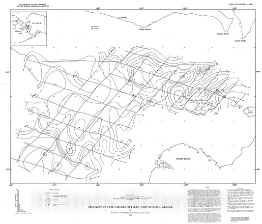 Map : Preliminary free-air gravity map, Norton Basin, Alaska, 1980 Cartography Wall Art :