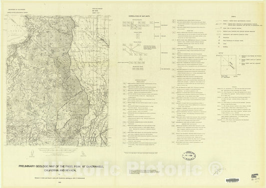 Map : Preliminary geologic map of the Freel Peak 15' quadrangle, California and Nevada, 1980 Cartography Wall Art :