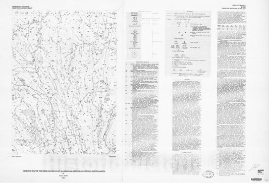 Map : Geologic map of the Medicine Mountain quadrangle, Pennington County, South Dakota, 1980 Cartography Wall Art :