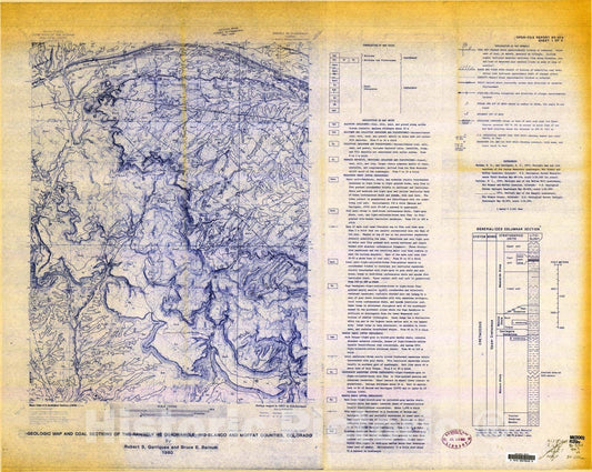 Map : Geologic map and coal sections of the Rangely NE quadrangle, Rio Blanco and Moffat Counties, Colorado, 1980 Cartography Wall Art :