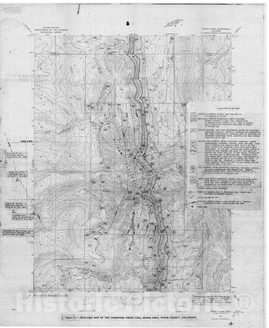 Map : Geology of the Thompson Creek coal mining area, Pitkin County, Colorado, as related to subsurface hydraulic mining potential, 1980 Cartography Wall Art :