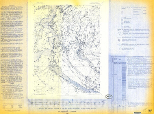 Map : Geologic map and coal sections of the Pats Bottom quadrangle, Carbon County, Wyoming, 1980 Cartography Wall Art :