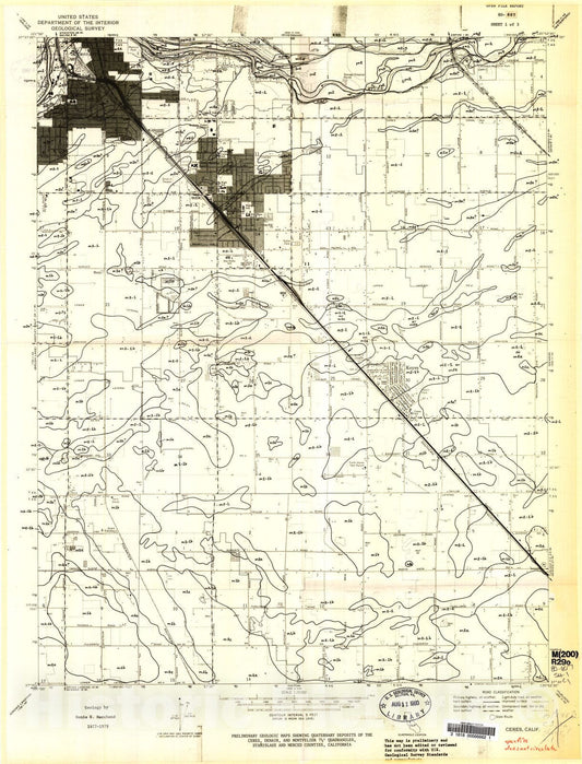 Map : Preliminary geologic maps showing Quaternary deposits of the Ceres, Denair, and Montpelier seven 1/2' quadrangles, Stanislaus, 1980 Cartography Wall Art :