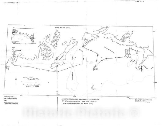 Map : Continuous acoustic profiles and sedimentologic data from R/V Sea Sounder cruise (S-1-76), eastern Gulf of Alaska, 1980 Cartography Wall Art :
