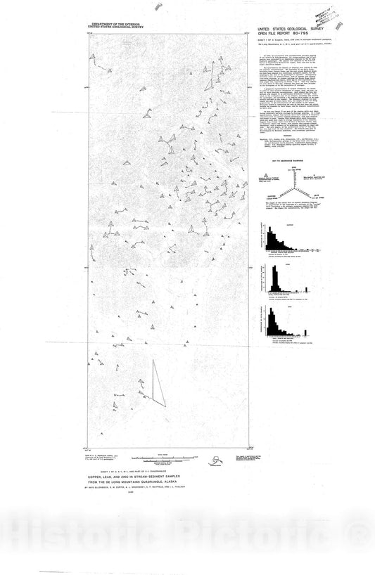 Map : Copper, lead, and zinc in stream-sediment samples from the DeLong Mountains quadrangle, Alaska, 1980 Cartography Wall Art :