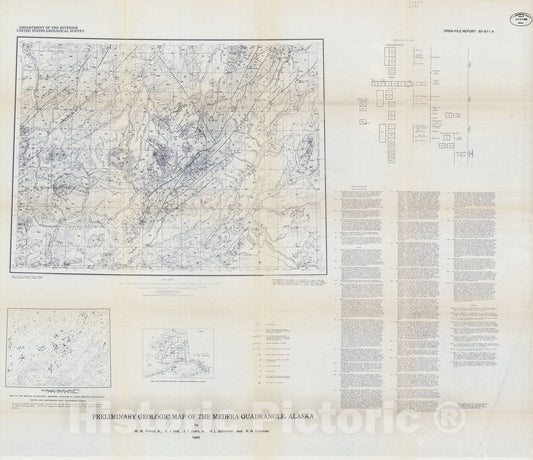 Map : Preliminary geologic map of the Medfra quadrangle, Alaska, 1980 Cartography Wall Art :