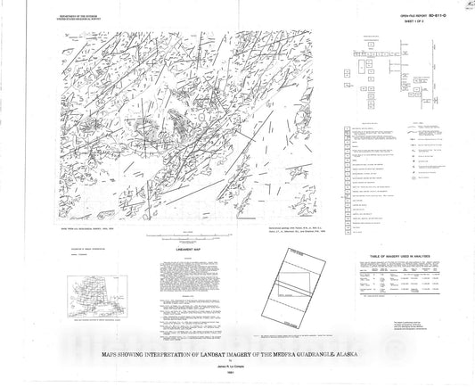 Map : Maps showing interpretation of Landsat imagery of the Medfra quadrangle, Alaska, 1980 Cartography Wall Art :
