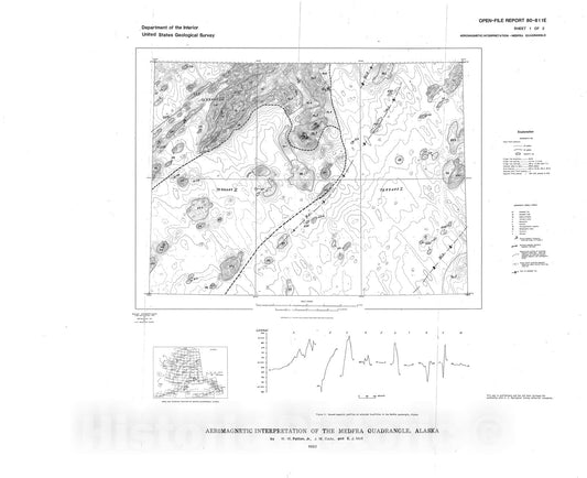 Map : Aeromagnetic interpretation of the Medfra quadrangle, Alaska, 1980 Cartography Wall Art :