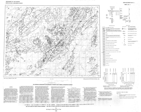 Map : Distribution and abundance of molybdenum, tin, and tungsten in nonmagnetic and moderately magnetic heavy-mineral-concentrate sampl, 1980 Cartography Wall Art :