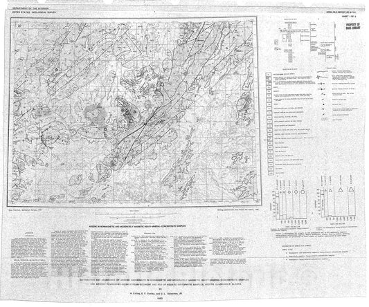 Map : Distribution and abundance of arsenic and bismuth in nonmagnetic and moderately magnetic heavy-mineral-concentrate samples, and ar, 1980 Cartography Wall Art :