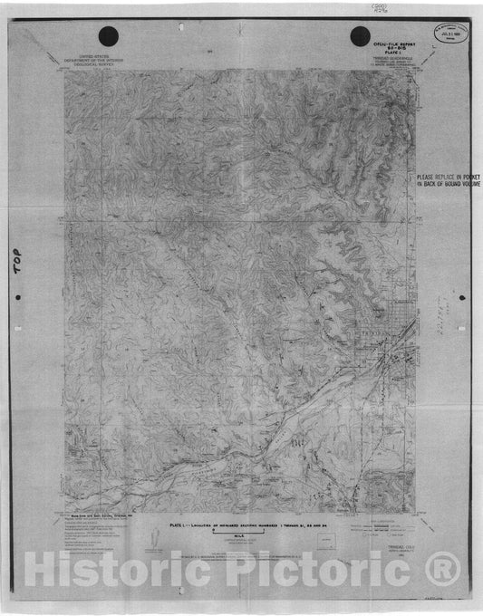 Map : Lithologic descriptions of measured sections of Upper Cretaceous Trinidad Sandstone, northern Raton Basin, Colorado, 1980 Cartography Wall Art :