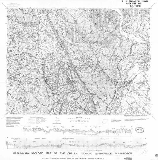 Map : Preliminary geologic map of the Chelan 1:100,000 quadrangle, Washington, 1980 Cartography Wall Art :
