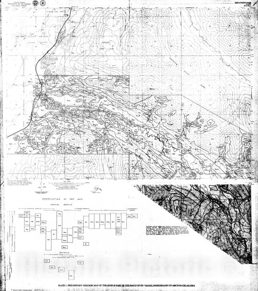 Map : Preliminary geologic map of the middle part of the Eagle River Valley, municipality of Anchorage, Alaska, 1980 Cartography Wall Art :