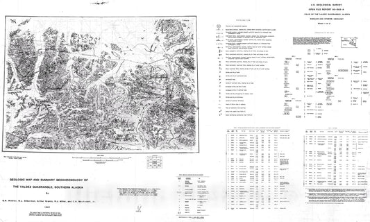 Map : Geologic map and summary geochronology of the Valdez quadrangle, southern Alaska, 1980 Cartography Wall Art :