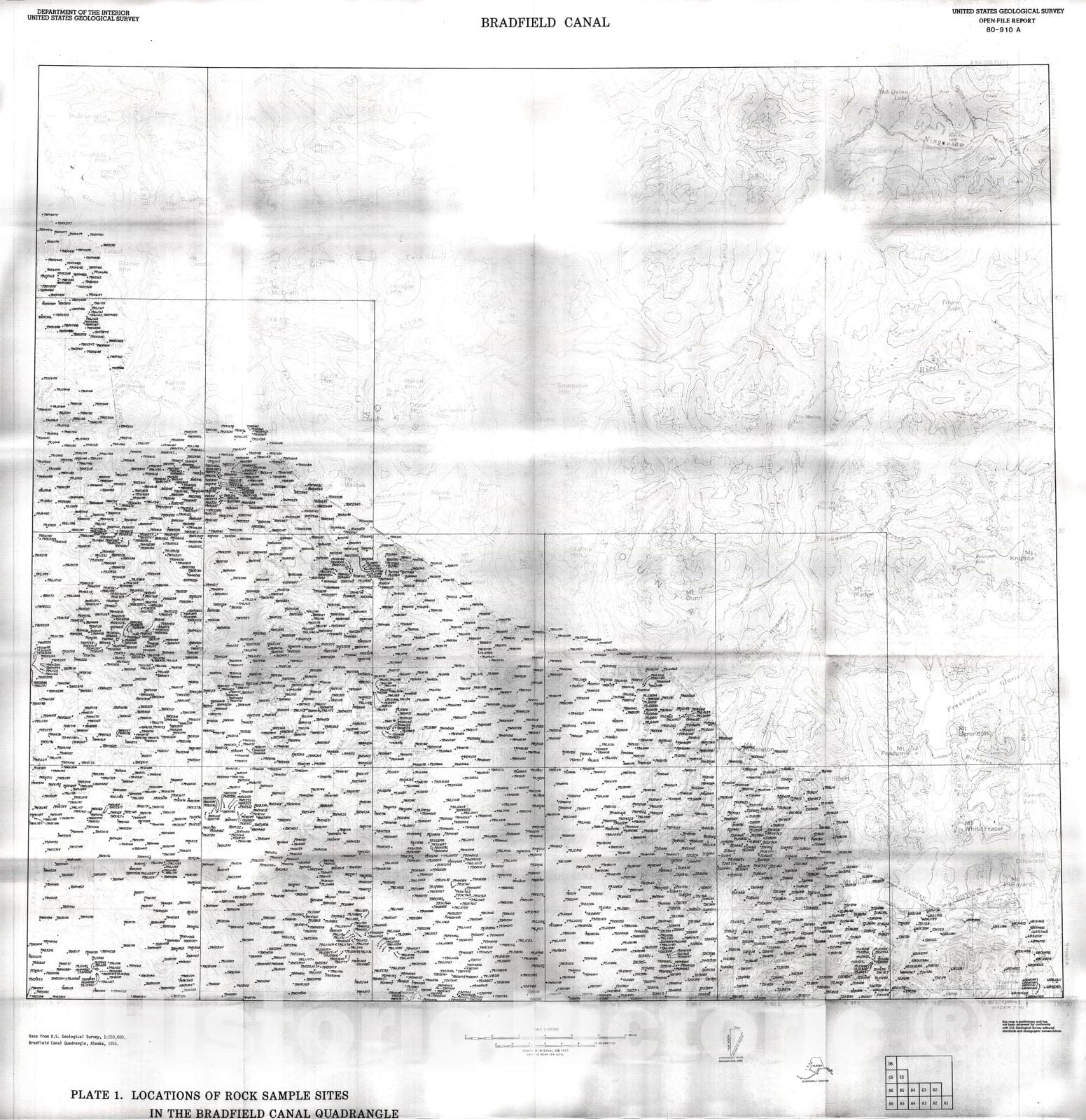 Map : Trace-element data for rock samples from the Bradfield Canal quadrangle, southeastern Alaska, 1980 Cartography Wall Art :